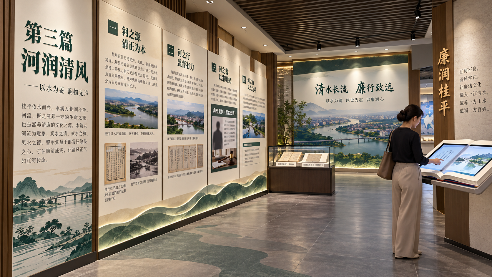 河流意象展墙效果图